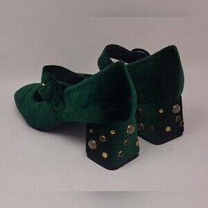 Geox Women's Selya Velvet Block Heel Shoes Adjustable Sandals Jeweled 7 US 37 EU